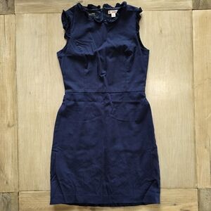 Brooks Brothers Tollegno 1900 Navy Blue Wool Blend Sheath Dress Size 8